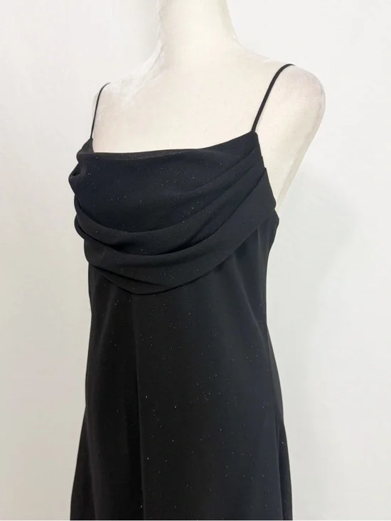 Vintage Y2K Black Sparkle Cowl Neck Slip Dress Size 16 - Picture 4 of 6